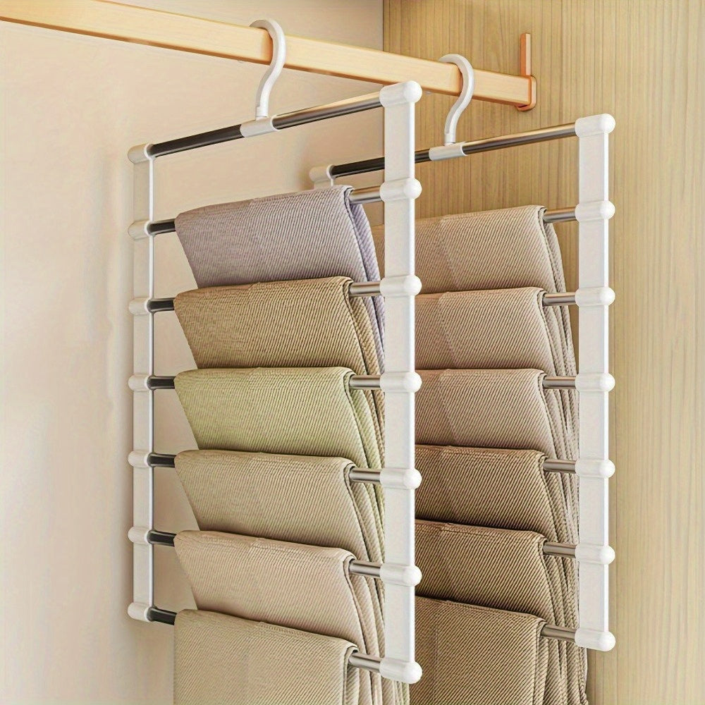1pc Multi-Layer Wardrobe Organizer, Suitable for Saving Space with Foldable Pants Rack for Jeans, Leggings, And Long Trousers.