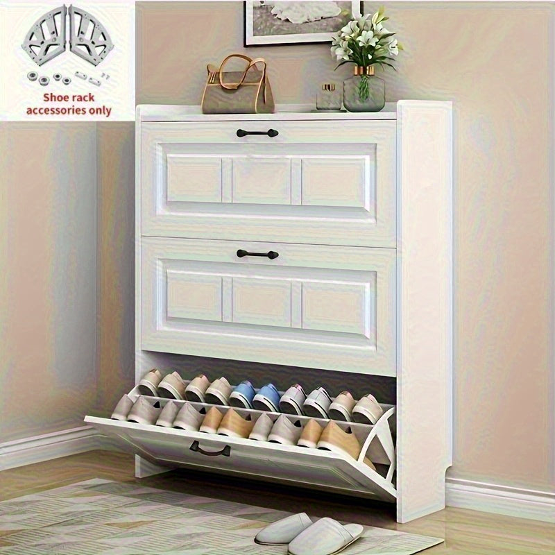 2pcs Flip-Top Shoe Cabinet Organizers, 3-Tier Heavy-Duty Stainless Steel Frame - Easy Installation, Space-Saving Shoe Storage Solution for Indoor Use, Shoe Storage Organizer