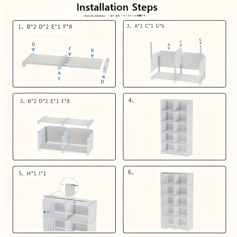 6-Tier Steel Storage Organizer with Transparent Doors - Easy Assembly, Multi-Row Bookshelf & Wardrobe for Home, Office, Classroom, Dorm