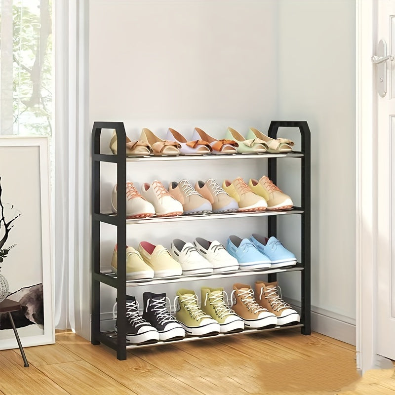 1pc Space-Saving 4-Tier Shoe Rack, Durable Metal & Plastic, Dustproof, Multi-Functional for Entryway, Bedroom, Living Room - Compact, Easy Assembly, Shoe Storage Solution|Modern Shoe Rack|Compact Shoe Rack
