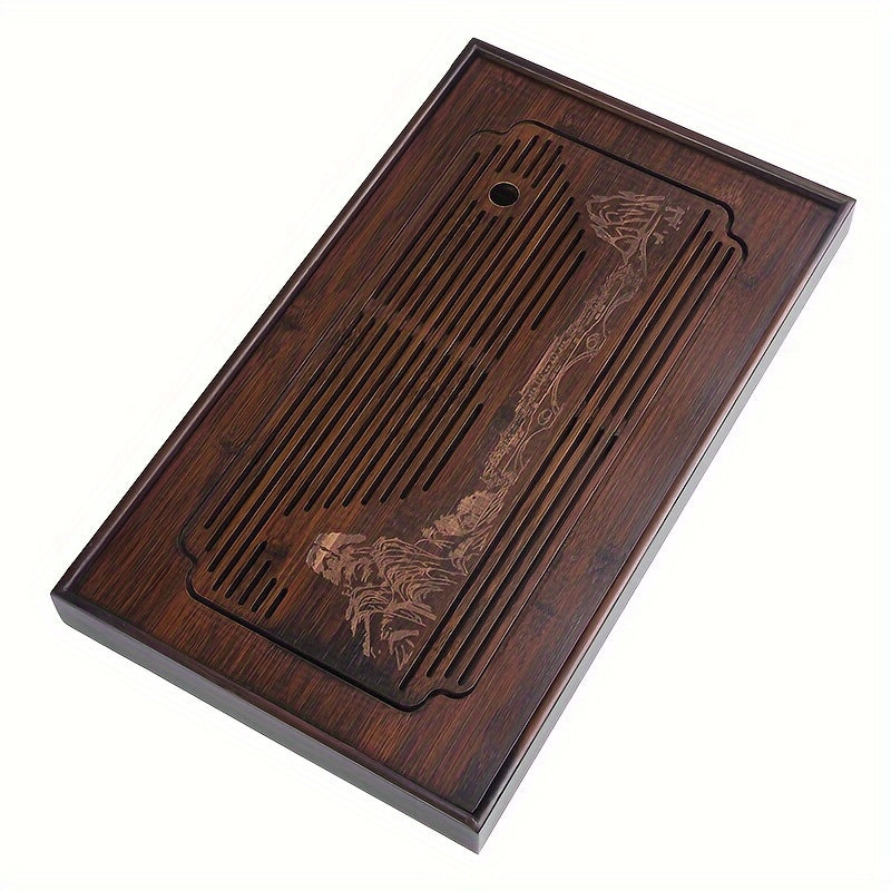 1pc Plateau à Thé en Bambou Exquis et Atmosphérique, Table à Thé à Double Usage Simple pour la Maison, Ensemble de Thé Kung Fu Petite Table à Infusion Sèche, Convient pour Salle de Thé, Bureau, Extérieur, Usage Domestique, Thé Kung Fu