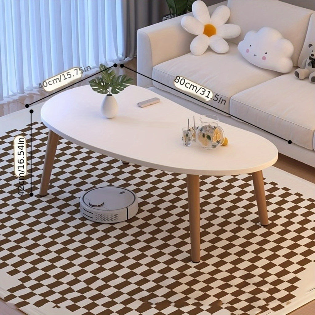 Table basse en bois massif de couleur crème moderne - Conception compacte, idéale pour les salons et les chambres, peut être utilisée comme table à thé et adaptée aux petits appartements, tables utilitaires