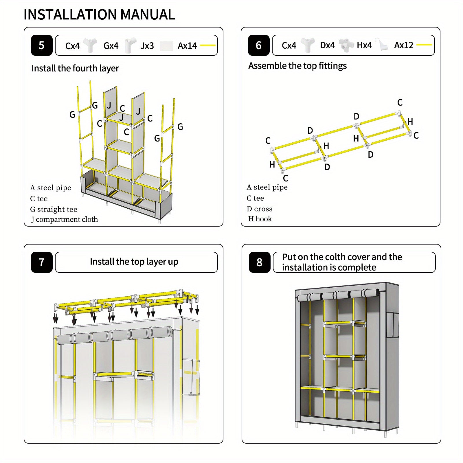 Large Capacity Clothes Storage Wardrobe - Easy Assembly, Dustproof With Rolling Curtain, Portable Design For Home & Dorms, Portable Closets