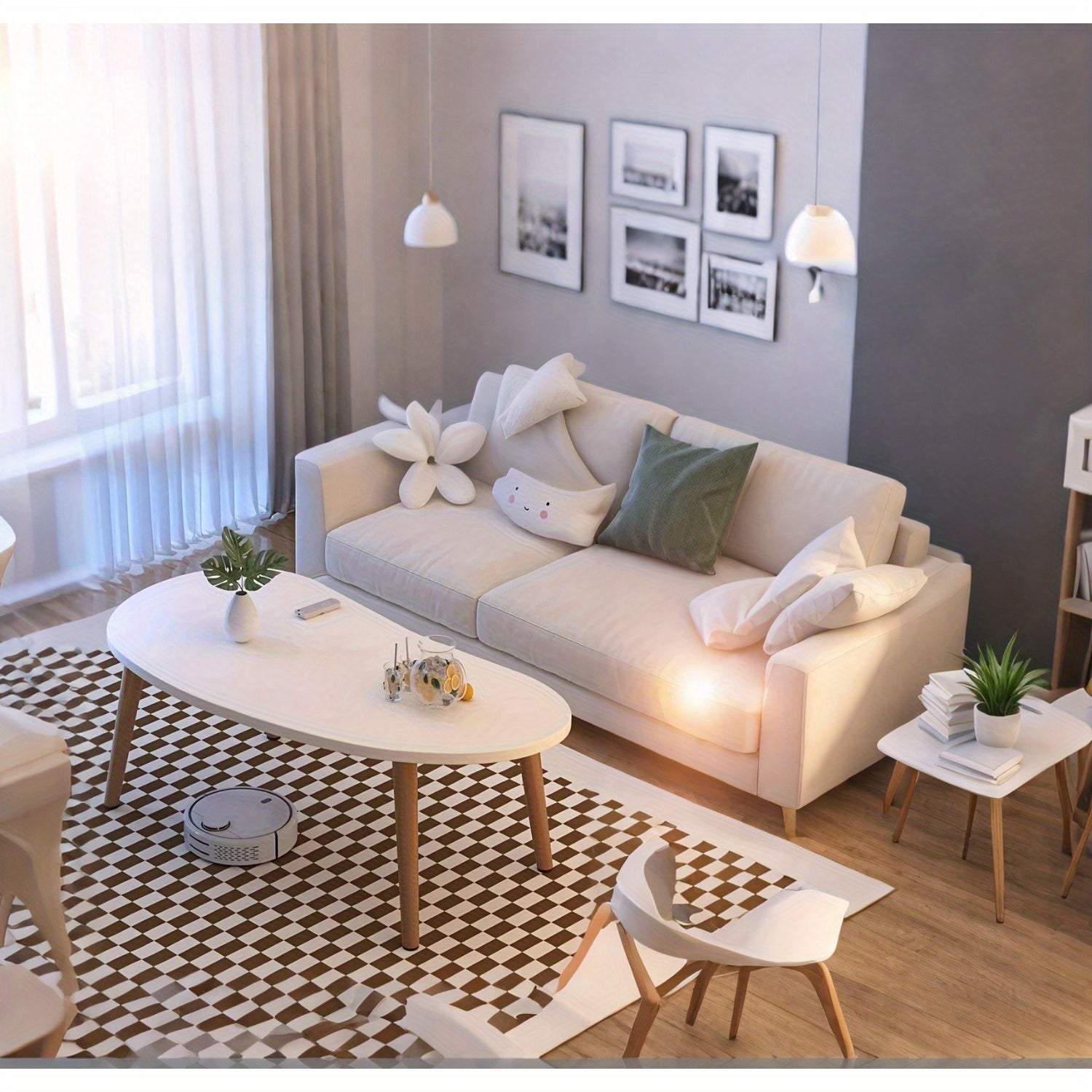 Table basse en bois massif de couleur crème moderne - Conception compacte, idéale pour les salons et les chambres, peut être utilisée comme table à thé et adaptée aux petits appartements, tables utilitaires