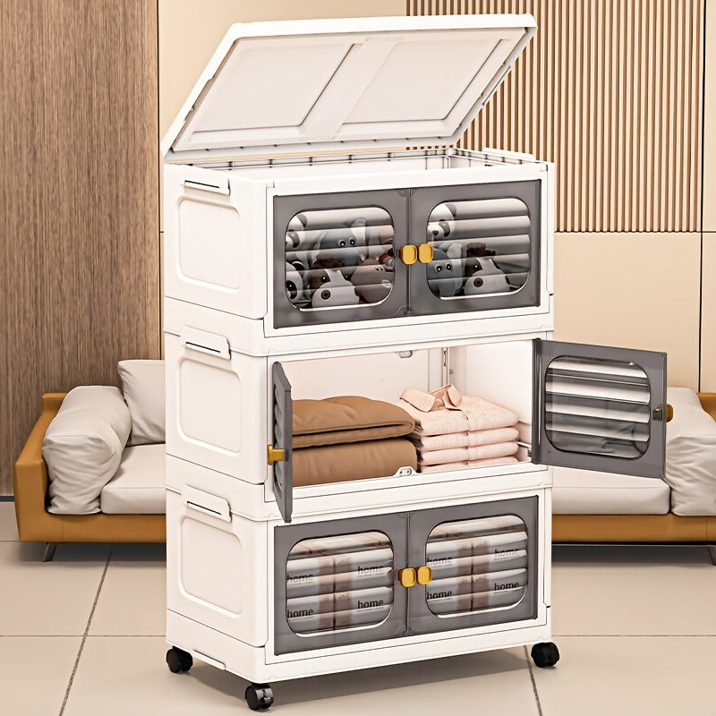 Multi-Layer Plastic Storage Rack, Folding Waterproof Wardrobe, Rectangular Shape, High Quality Home Bedroom Quilt Cabinet, Multi-Purpose