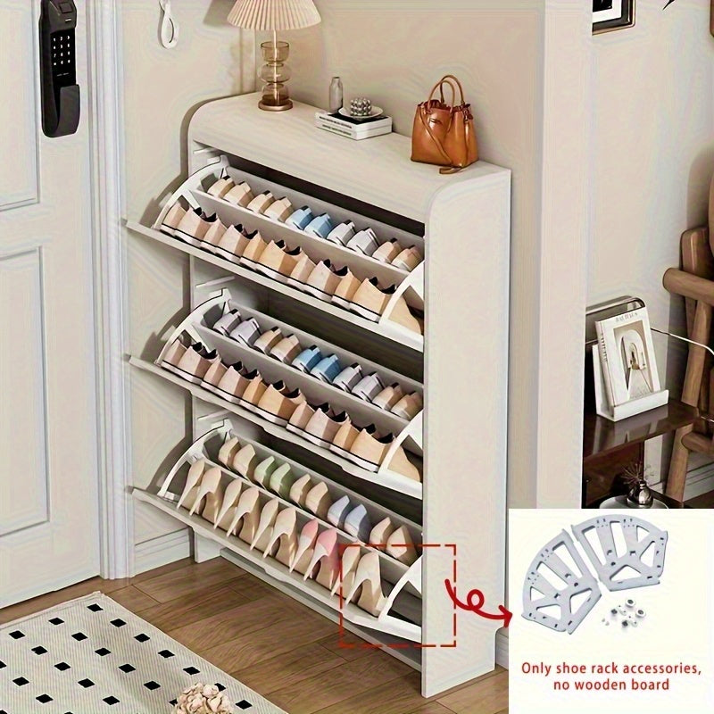 2pcs Flip-Top Shoe Cabinet Organizers, 3-Tier Heavy-Duty Stainless Steel Frame - Easy Installation, Space-Saving Shoe Storage Solution for Indoor Use, Shoe Storage Organizer