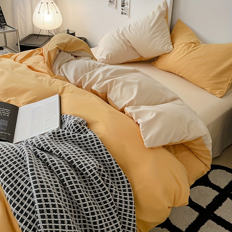 Four-piece RV bed set, bed sheet duvet cover, pillowcase, bedding, camping travel goods, RV home, RV bedding - comfortable, stylish, beautiful, can be applied to a variety of scenes (one bed sheet, one duvet cover, 2 pillowcases) RV Bedding